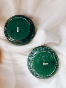 Pair of Green Stone Candle Holders