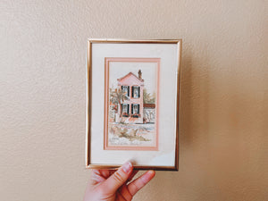 Charleston Pink House Framed Watercolor