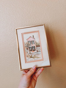 Charleston Pink House Framed Watercolor