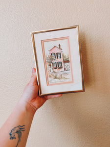 Charleston Pink House Framed Watercolor