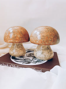 1960s Alabaster Mushroom Bookends