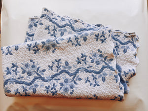 Blue and White Floral Quilt