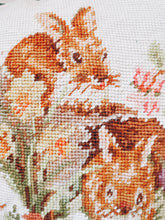 Load image into Gallery viewer, Bunny Cross Stitch Throw Pillow
