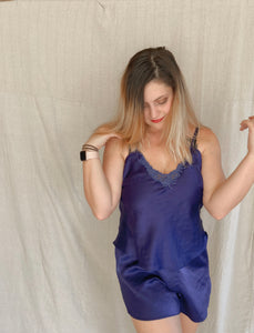 Purple Silk Pajama Set - Size Medium