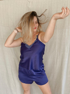 Purple Silk Pajama Set - Size Medium