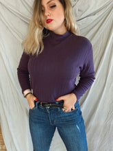 Load image into Gallery viewer, Purple Ribbed Turtleneck - Size Small
