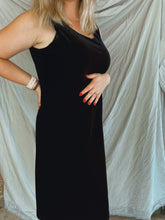 Load image into Gallery viewer, Black Velvet Midi Dress - Size 14
