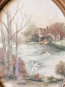 Gold Framed Swan Landscape