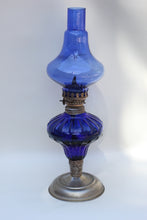 Load image into Gallery viewer, Antique Blue Glass Oil Lamp
