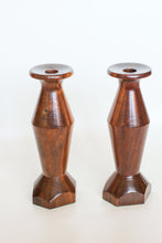 Load image into Gallery viewer, Carved MCM Wooden Candle Holders
