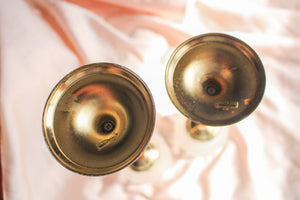 Brass and Frosted Glass Flower Candle Holders