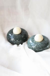 Pair of Green Stone Candle Holders