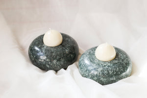 Pair of Green Stone Candle Holders