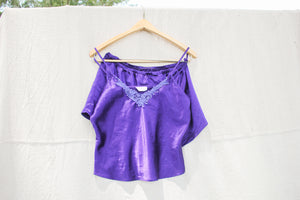 Purple Silk Pajama Set - Size Medium