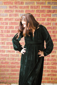 Green Velvet Floor Length Gown