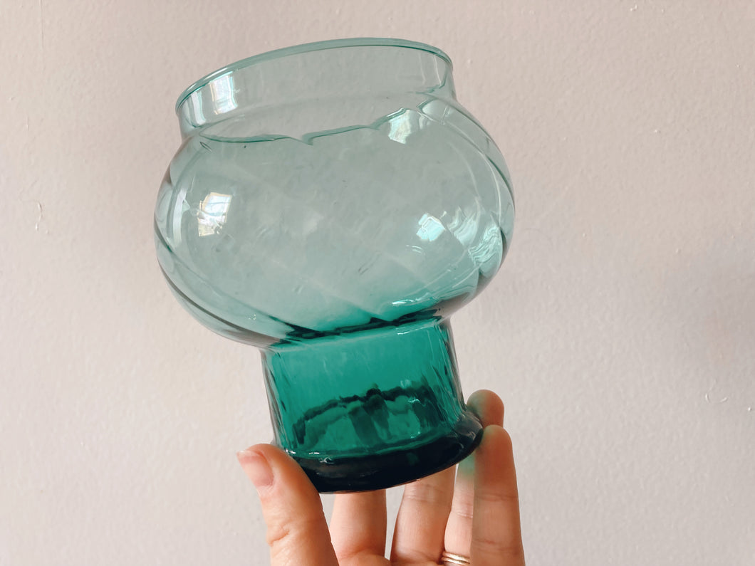 Handblown Teal Hurricane Vase