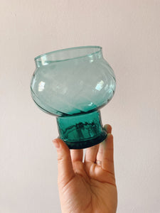 Handblown Teal Hurricane Vase