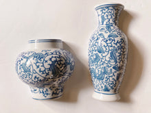 Load image into Gallery viewer, Blue and White Wall Hanging Vases
