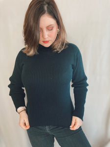 Black Ribbed Turtleneck - Size M